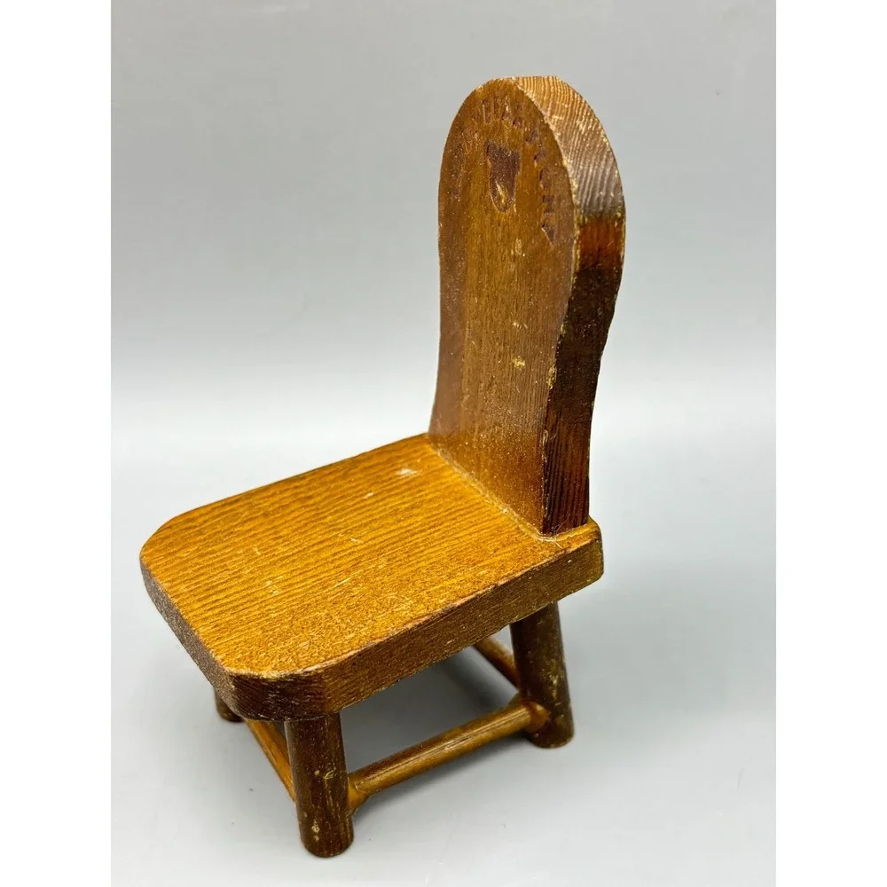 Vtg Teddy Bear Story‎ Miniature Wooden Chair Dollhouse Furniture Wood Decor 3.5